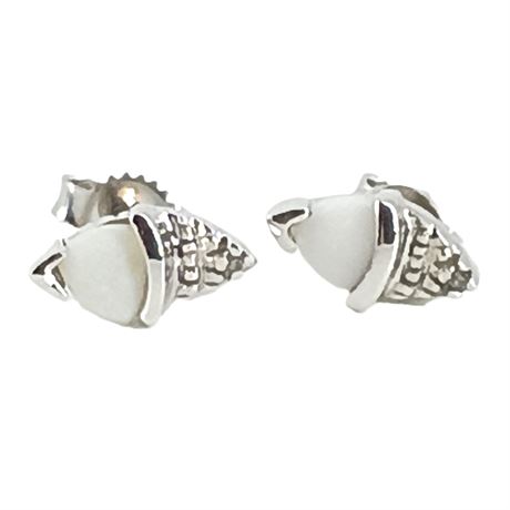 10K White Gold Opal Earrings