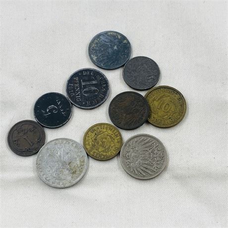10 Second Reich + Weimar Coins