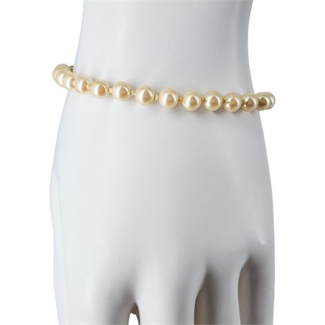 Vintage Hand Knotted Fine 6mm Faux Pearl Bracelet