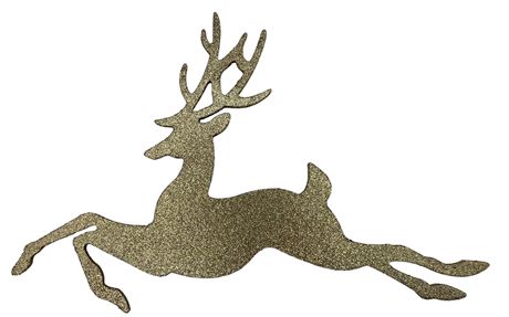 Large 17” Gold Glitter Reindeer Holiday Decoration
