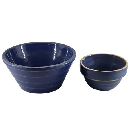 Lot of 2 Blue Pottery Bowls
