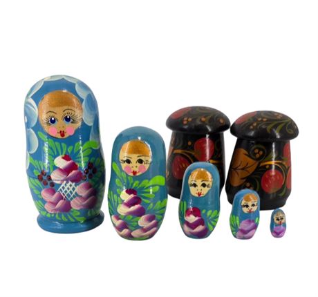 Hand-painted Polish Nesting Doll, S & P Shakers