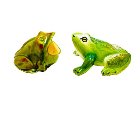 Vtg McCoy Green Art Pottery Frog & Big Mouth Ceramic Frog