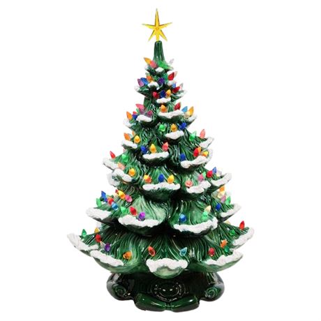 Vintage 19" Lighted Holland Mold Ceramic Christmas Tree w/ Musical Stand