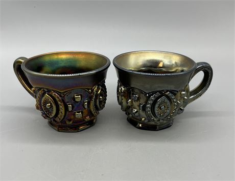 Antique Northwood Amethyst Carnival Memphis Punch Cups