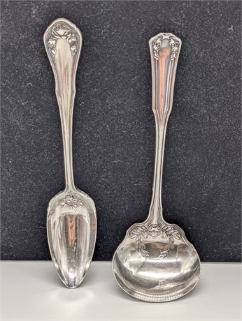 Lot 2 Spoons, 1855 R. Wallace Small Ladle & Oneida Community Reliance S/P