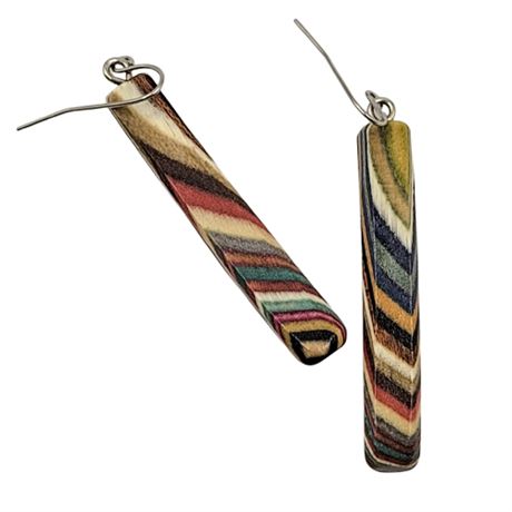 Multicolored Wooden Dangle Earrings