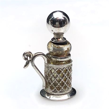 Vintage Sterling Silver Caged Glass Perfume Decanter Pendant