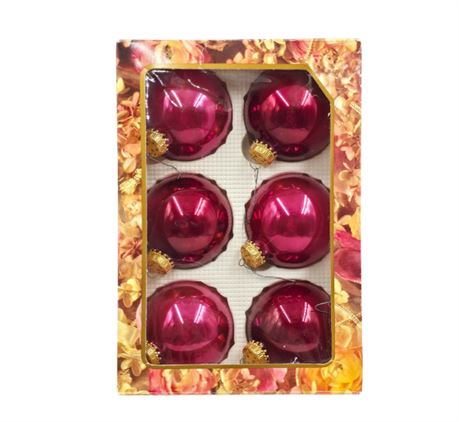 2.5" Glass Christmas Ornaments, Red Rouge