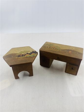 Vtg Desk + Table Miniatures