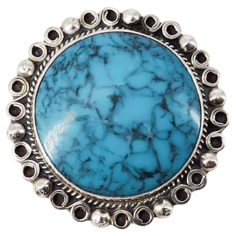 Vintage Taxco Sterling Silver Faux Turquoise Pendant
