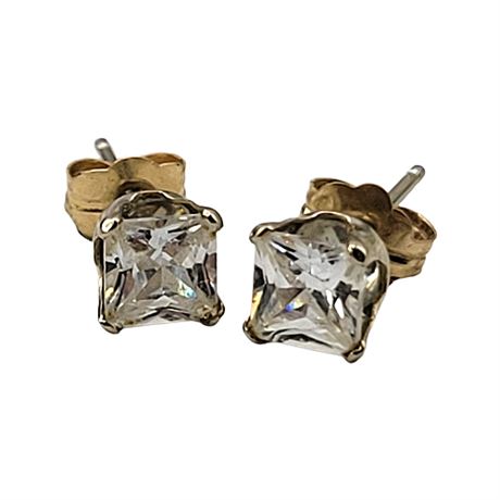 Asch-Grossbardt 14K White Gold CZ Stud Earrings