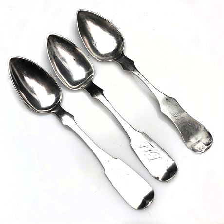 Antique James Scott, Jas Scott & J Martin 19th Century Coin Silver Spoons