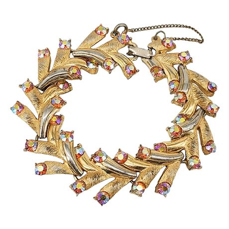 Vintage Pink Aurora Borealis Rhinestone Bracelet
