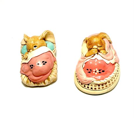 Vtg Pendelfin "Poppet" Sleepy Bunnies - Set of 2