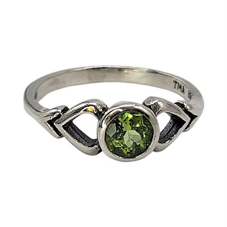 Signed Sterling Silver Peridot Ring, Sz 7.25