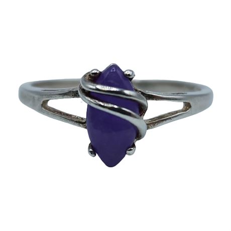 Signed Avon Sterling Silver Purple Gemstone Ring, Sz 10.25