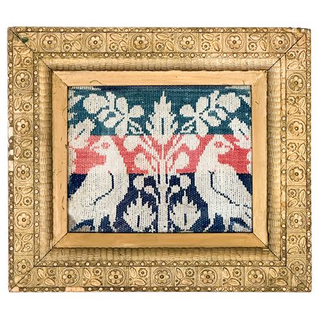 Framed 1839 American Jaquard-Woven Coverlet Piece