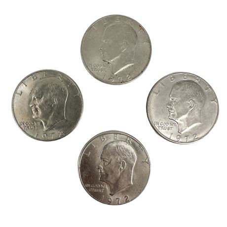 Lot of 4 1972 Eisenhower Dollars