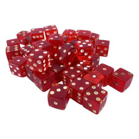 Clear Red Lucite Dice Lot of 40