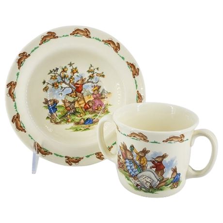 Vintage Royal Doulton "Bunnykins" Bowl and 2-Handled Cup