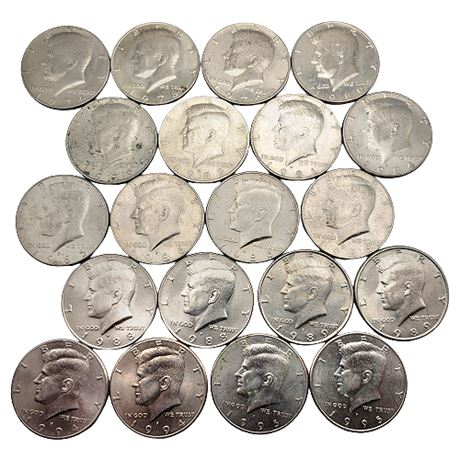 Lot of 20 Kennedy Clad Half Dollar Coins