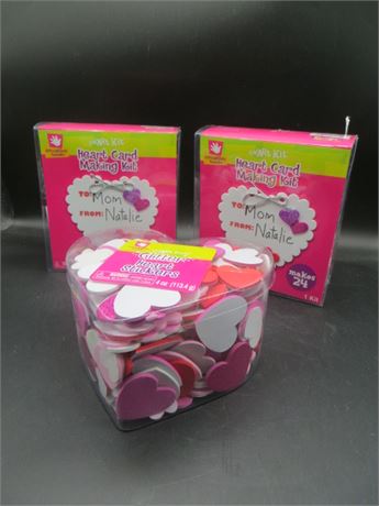 2 New Heart Card Making Kits & Heart Stickers