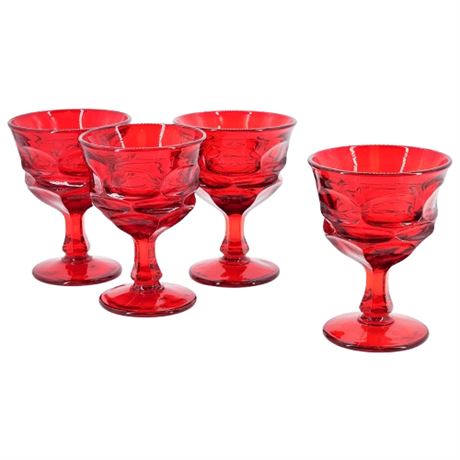 Vintage Fostoria Argus Ruby Champagne/Tall Sherbet Glasses, Set of 4
