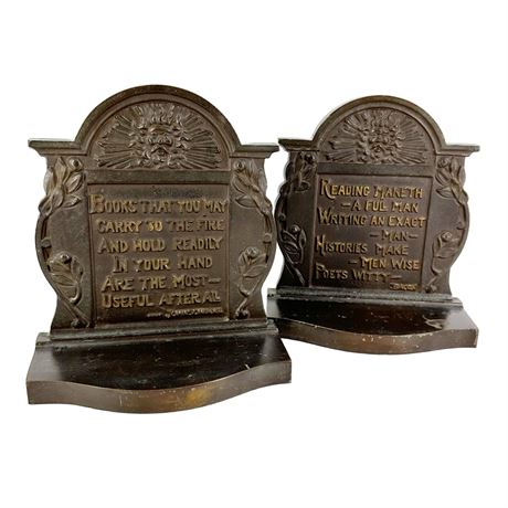 Antique Bronze Bradley & Hubbard Cast Iron Bookends