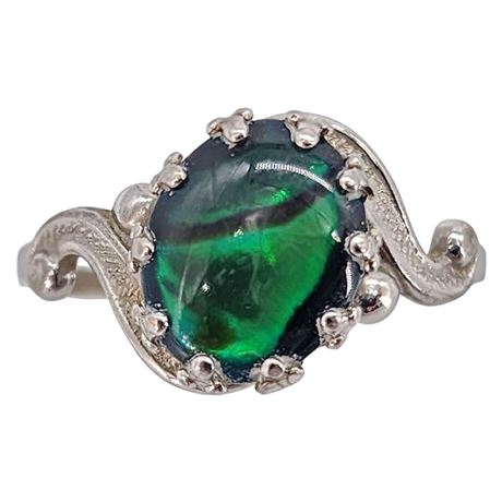 Vintage WHEELER MFG CO Sterling Silver Paua Shell Ring, Sz 8.5