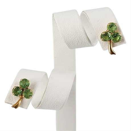 Daniel Swarovski 10K Gold Emerald Clover Pierced Earrings