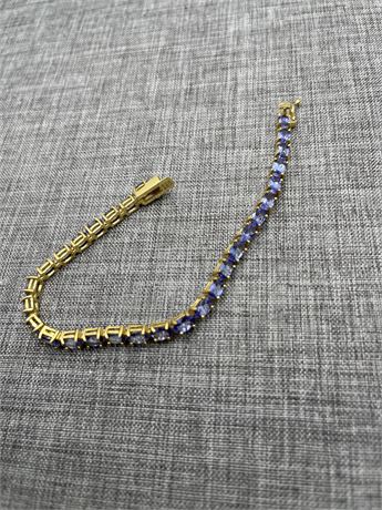 .925 tanzanite oval cut purple stone tennis bracelet