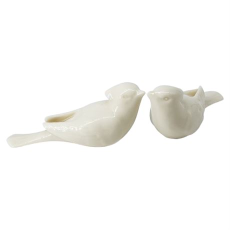 Pair Vintage LENOX Cream Porcelain Bird Figurine, Early Green Marks