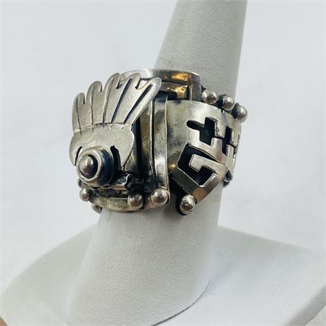 Awesome 14g Vtg Sterling Poison Ring Size 9