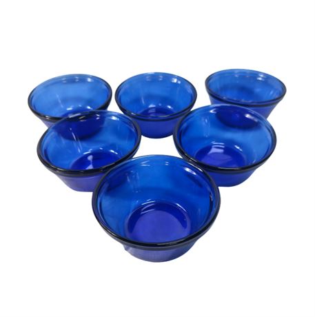 Set of 6 Cobalt Blue Glass Bowls