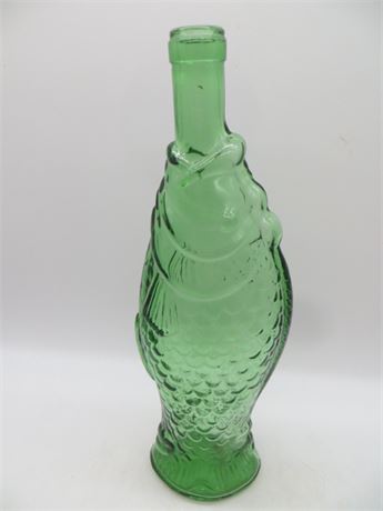 Green Glass Fish Italian Wine Bottle