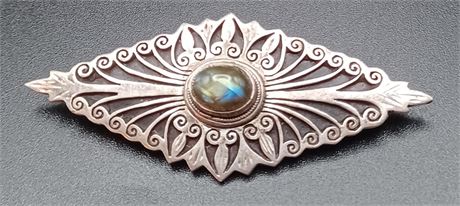 Sterling gemstone brooch 12.4 G