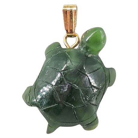 Vintage Carved Jade Turtle Pendant