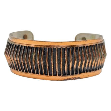 Vintage RENOIR Modernist Copper Shadow Box Wire Cuff Bracelet