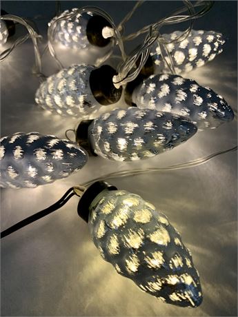 Lovely Battery Operated Frosted Mercury Glass Pinecone 8 Bulb Garland