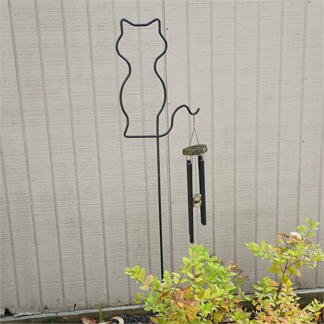 Cat Shepherd's Hook, Wind Chime and Bird Feeder