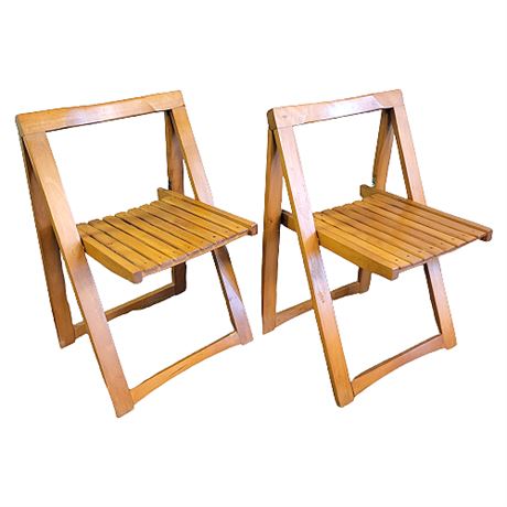 Mid-Century Aldo Jacober "Trieste" Italian Maple Folding Chairs, Pair of 2