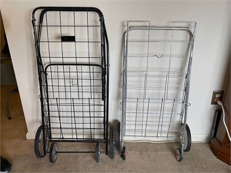 Pair of Metal Grocery Carts