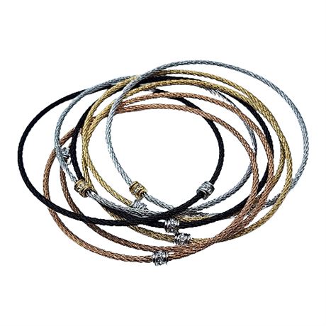Unsigned Linked Cable Bangle Bracelets