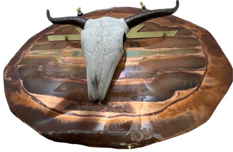 Buffalo skull wall plaque on copper
