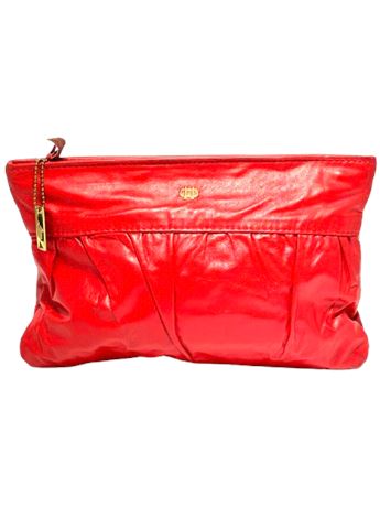 Vtg Letisse Red Leather Clutch Purse