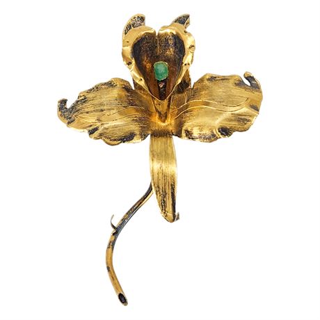 Vintage COLUMBIA 800 Silver Iris Flower Brooch