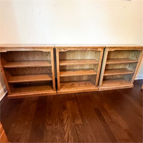 Lot of 3 Small Oak Bookshelves