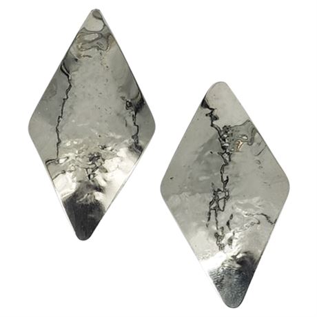 Vintage KATHY LYNN COHEN Hammered Silver Tone Earrings