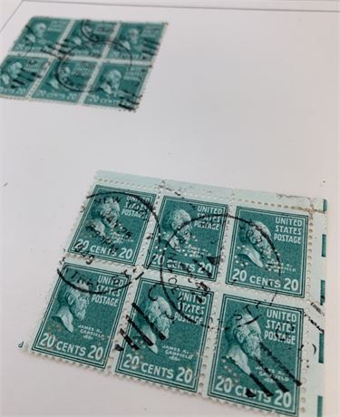 32 c1938 20 cent President Garfield Postmarked, Cancelled, US Postage Stamps